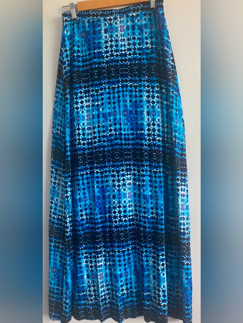 Spense Blue Multi-Pattern Maxi Skirt Sz S